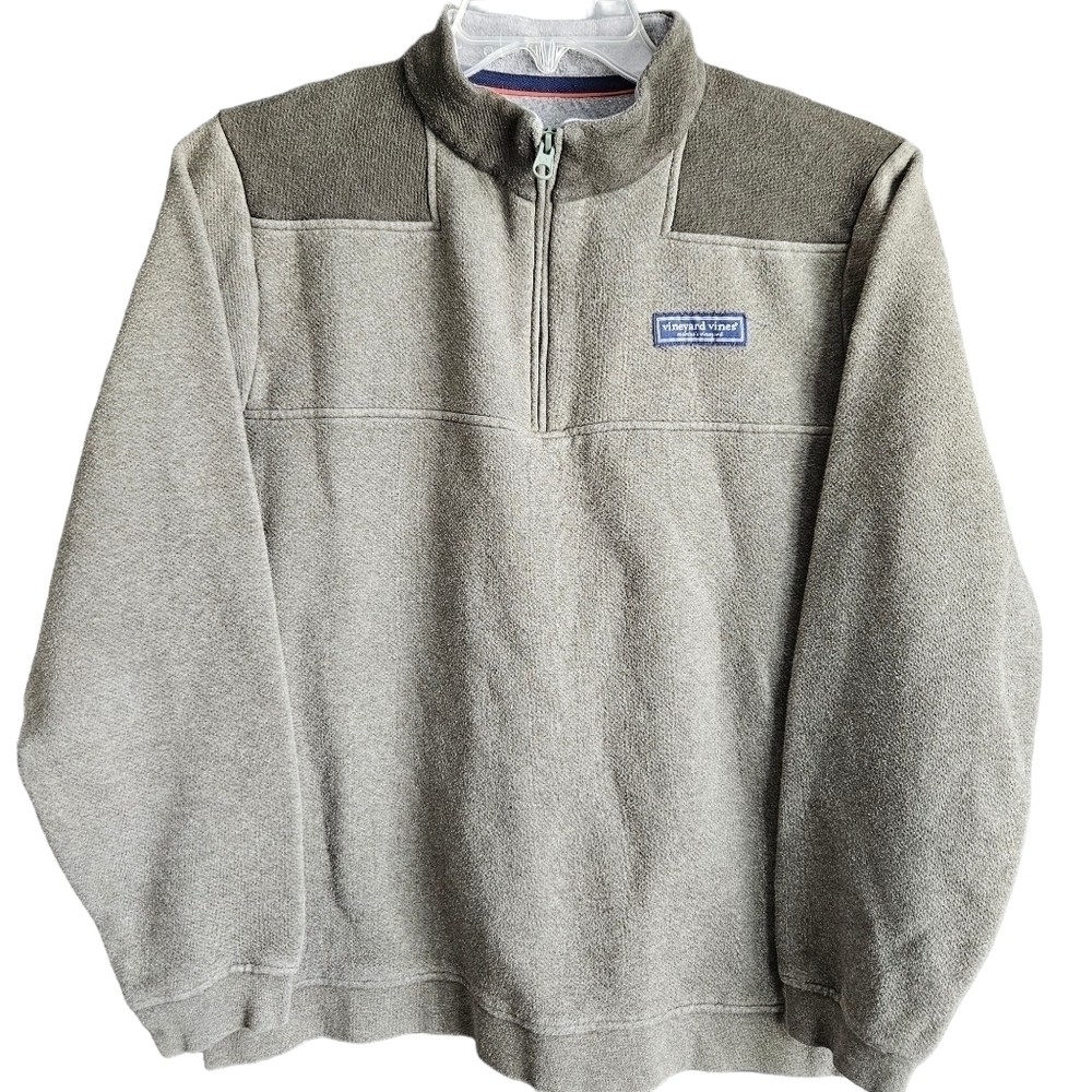 Vineyard Vines Saltwater Fleece Shep Shirt‎ Mens Medium Green 1/4 Zip Sweatshirt